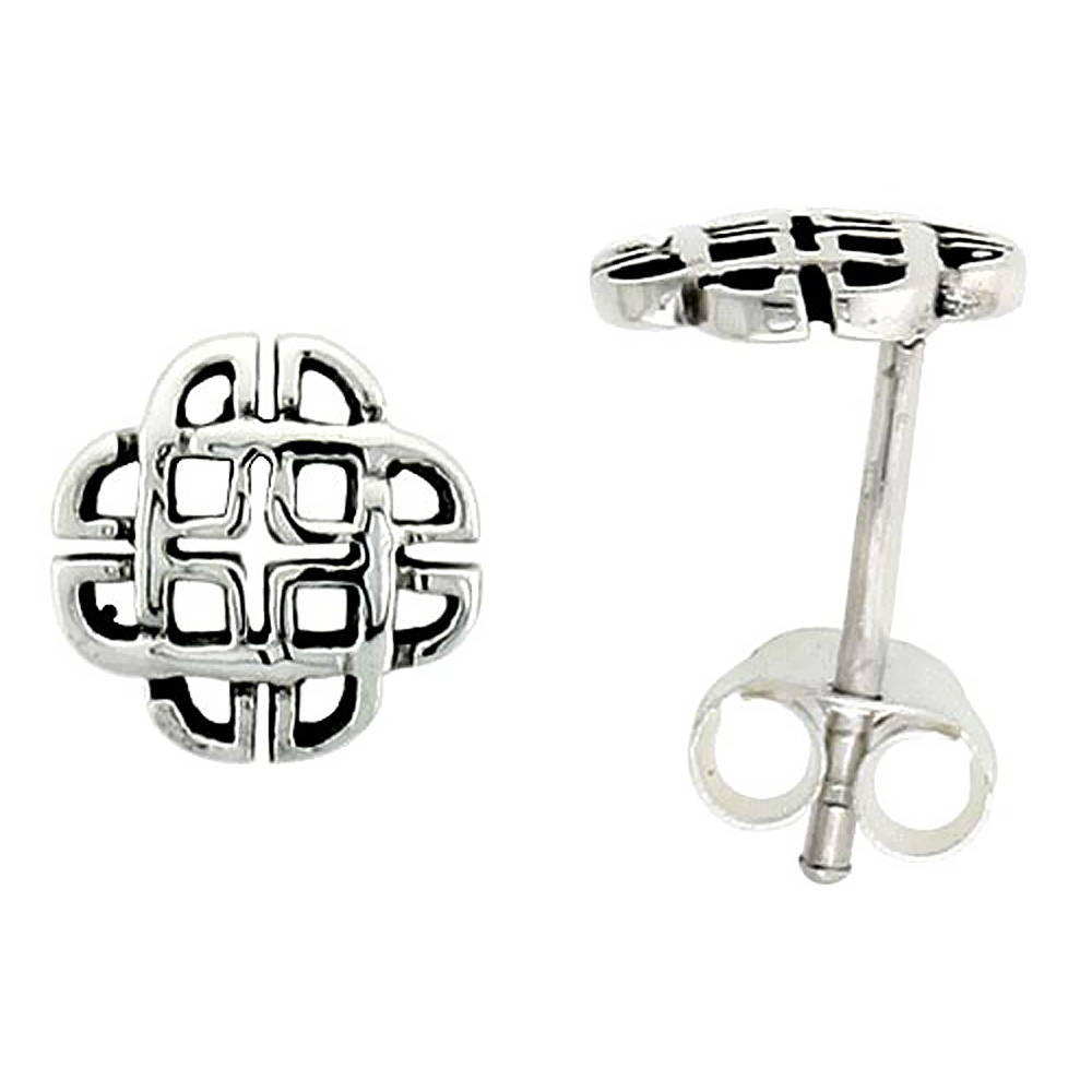 STERLING SILVER DARA CELTIC KNOT STUD EARRINGS 1/4 INCH