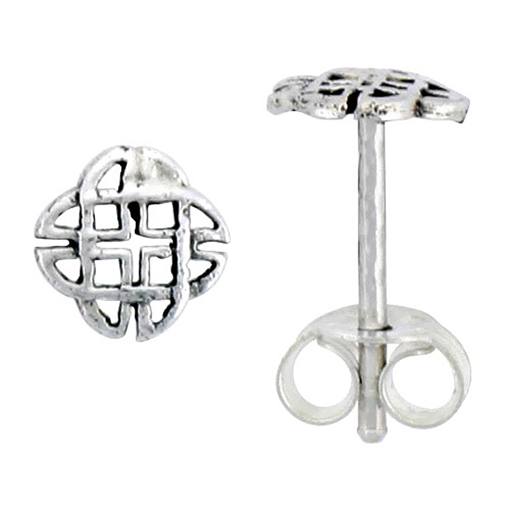 STERLING SILVER DARA CELTIC KNOT STUD EARRINGS 1/4 INCH