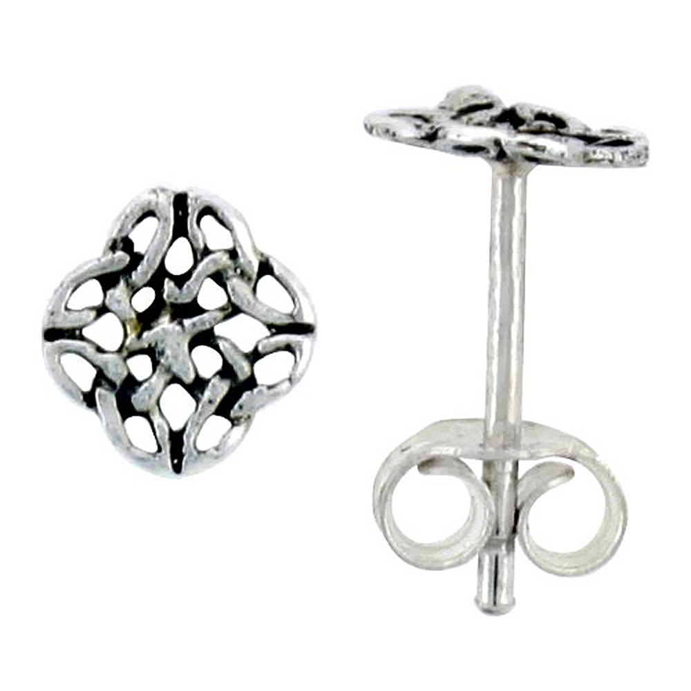 STERLING SILVER DARA CELTIC KNOT STUD EARRINGS 1/4 INCH