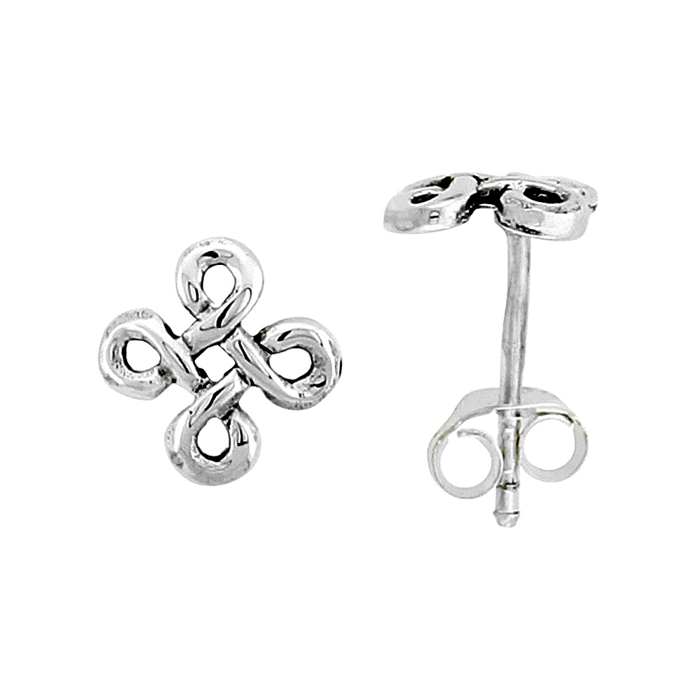 STERLING SILVER QUATERNARY CELTIC KNOTS STUD EARRINGS 1/4 INCH