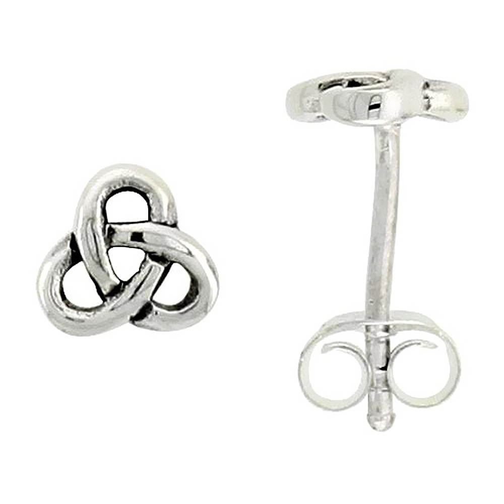 STERLING SILVER CELTIC TRINITY KNOT STUD EARRINGS 1/4 INCH