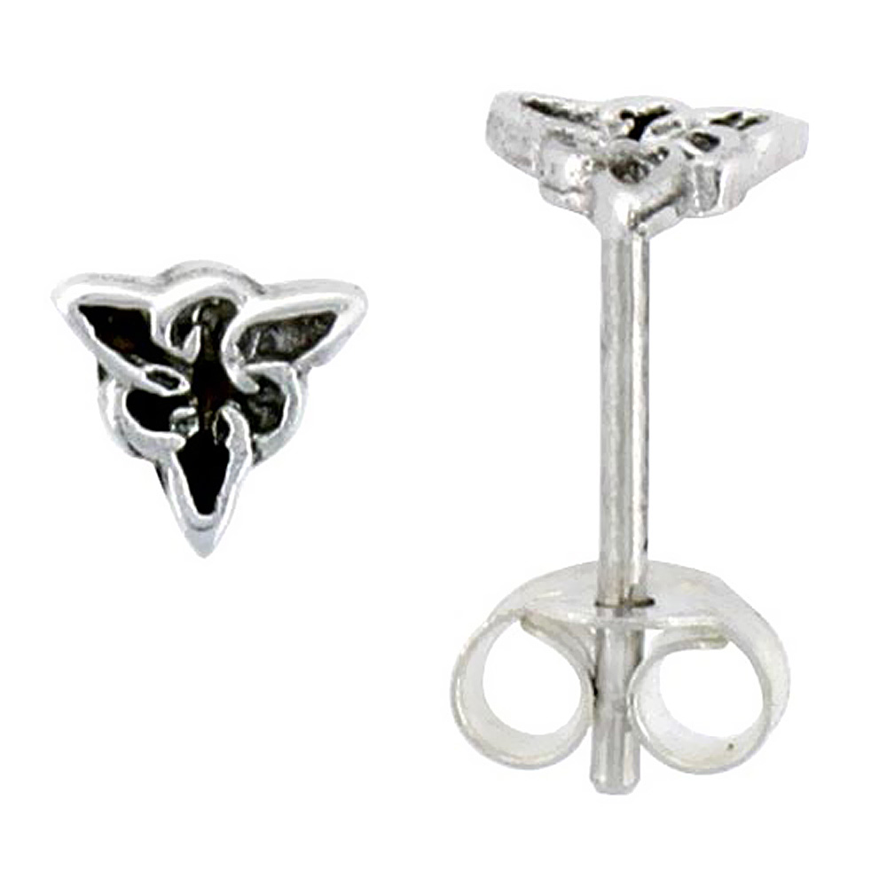 STERLING SILVER CELTIC TRINITY KNOT STUD EARRINGS 1/4 INCH