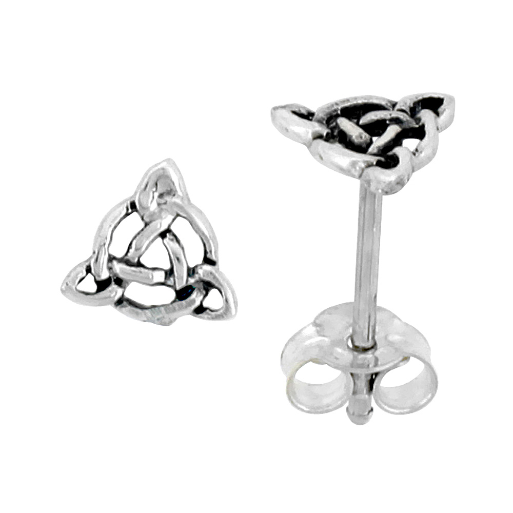 STERLING SILVER TRIQUETRA CELTIC KNOT STUD EARRINGS 1/4 INCH