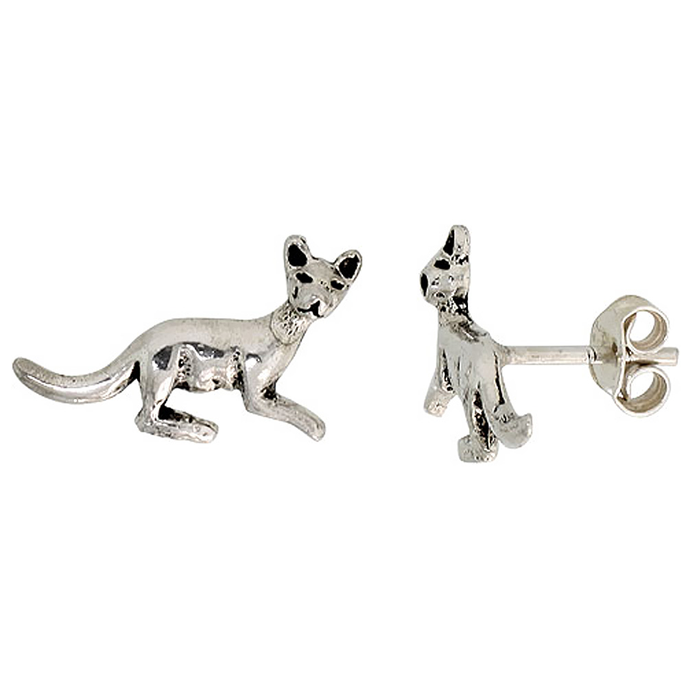 TINY STERLING SILVER KANGAROO STUD EARRINGS 1/2 INCH