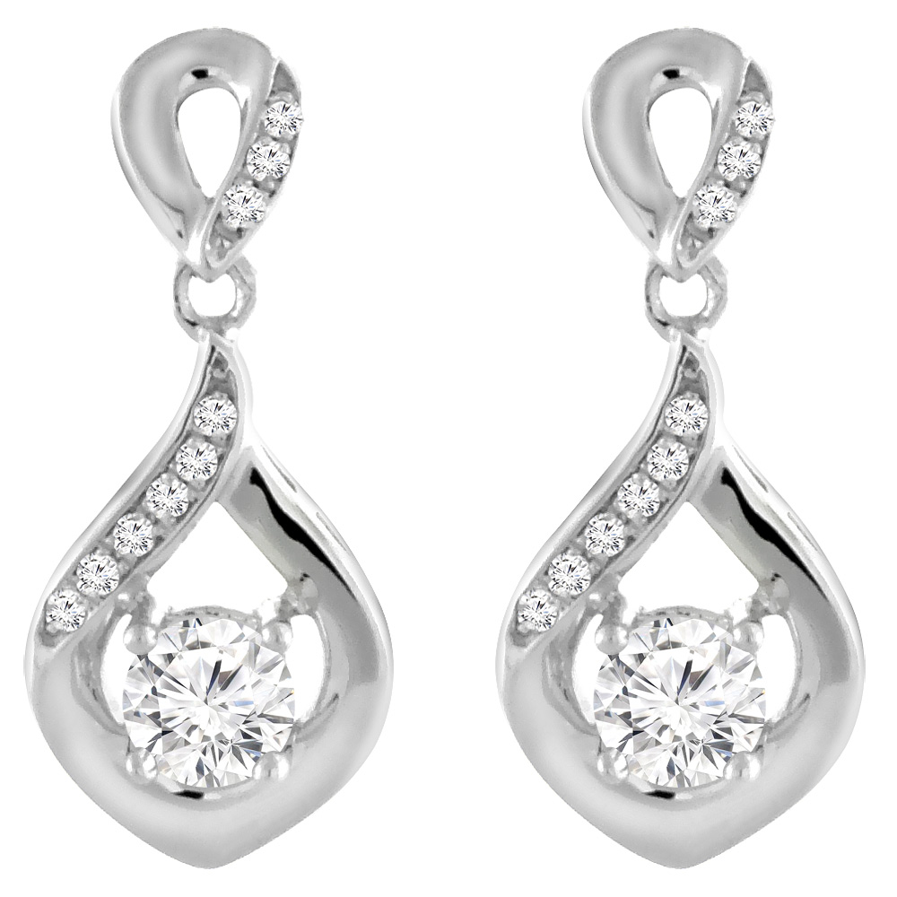 14K WHITE GOLD 0.4 CTTW GENUINE DIAMOND EARRINGS ROUND 3.5 MM
