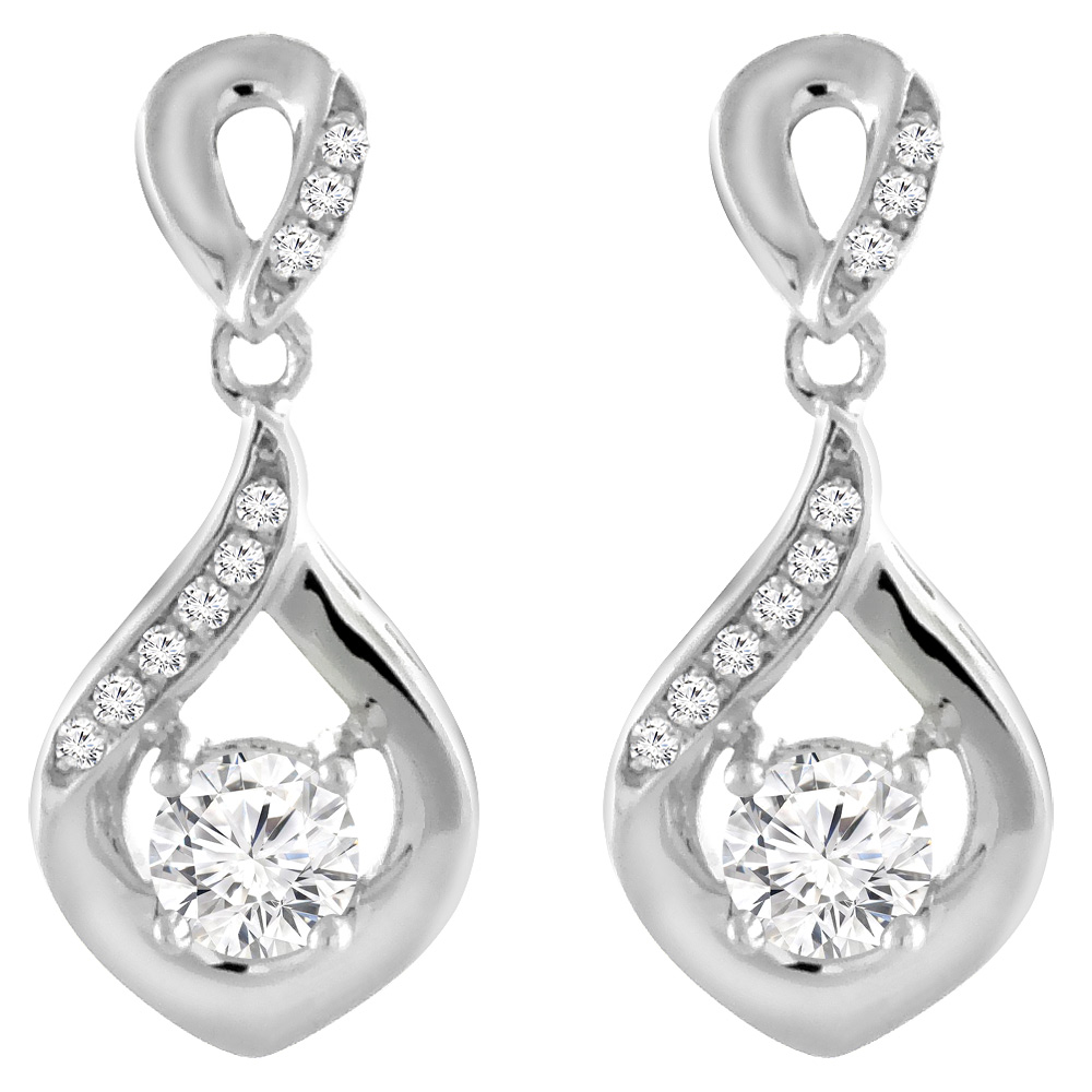 14K White Gold 0.4 cttw Genuine Diamond Earrings Round 3.5 mm