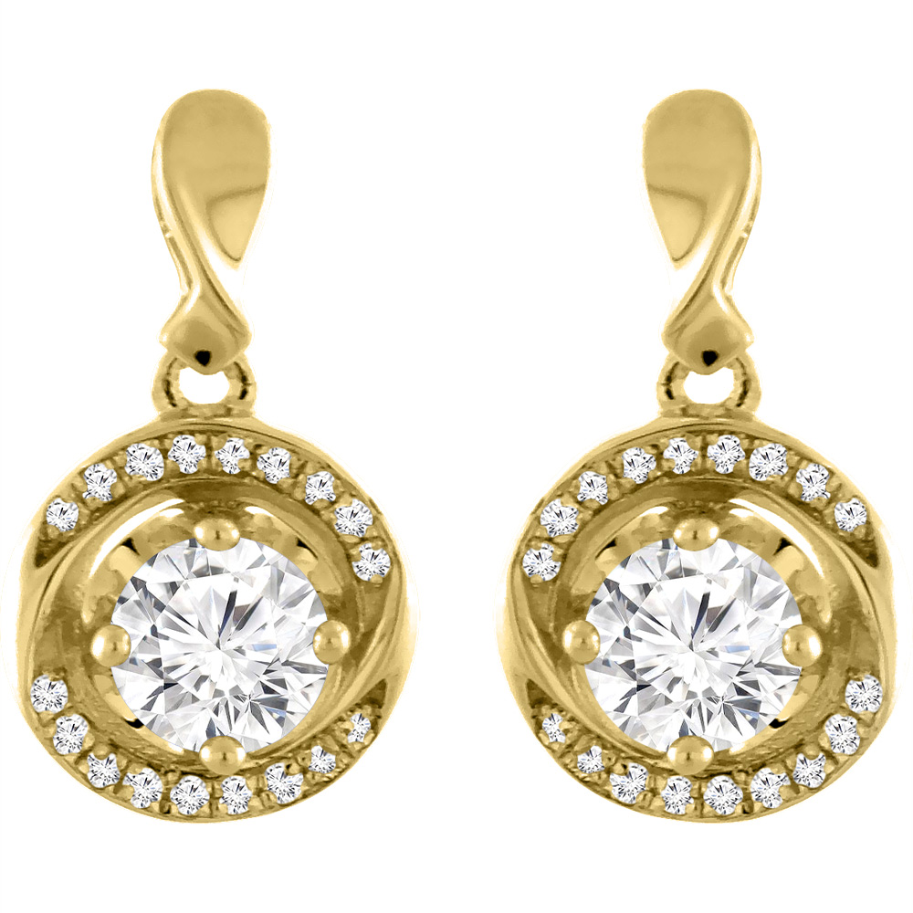 14K YELLOW GOLD 1.1 CTTW GENUINE DIAMOND EARRINGS ROUND 4.2 MM