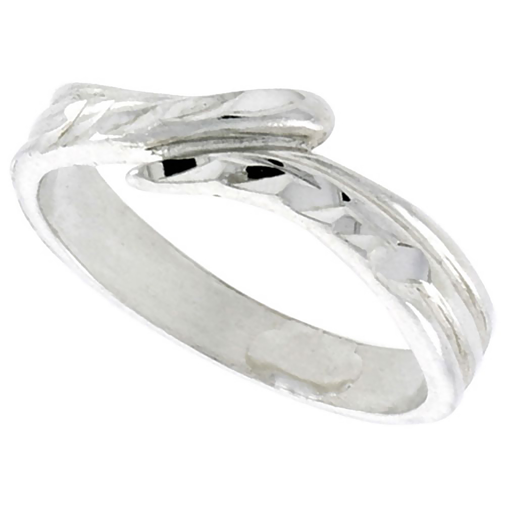 STERLING SILVER FREEFORM RING POLISHED FINISH 3/16 INCH WIDE, SIZES 6 - 9