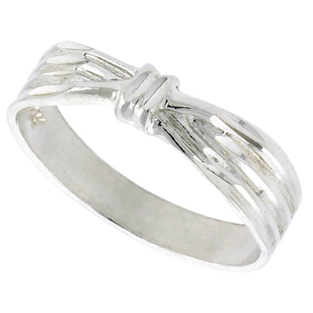 STERLING SILVER RIBBON RING POLISHED FINISH 3/16 INCH WIDE, SIZES 6 - 9