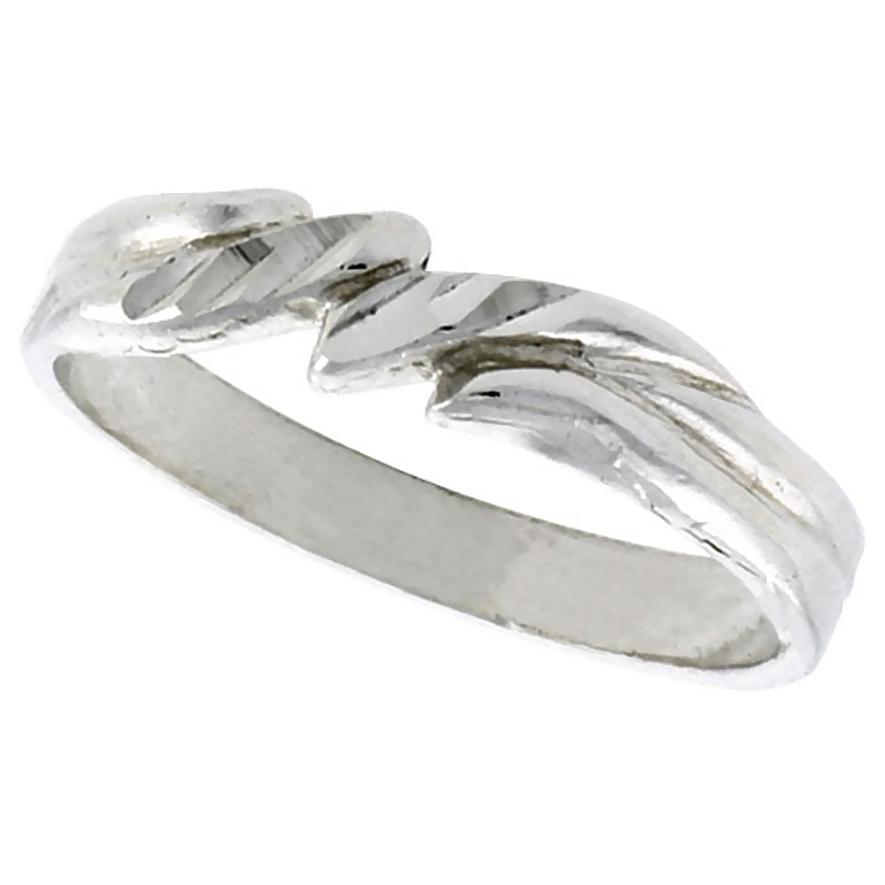 STERLING SILVER FREEFORM RING POLISHED FINISH 3/16 INCH WIDE, SIZES 6 - 9