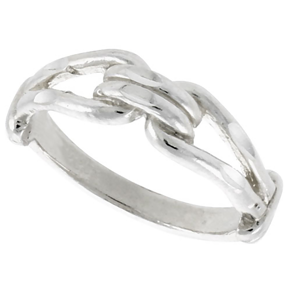 STERLING SILVER DAINTY KNOT RING POLISHED FINISH 3/16 INCH WIDE, SIZES 6 - 9