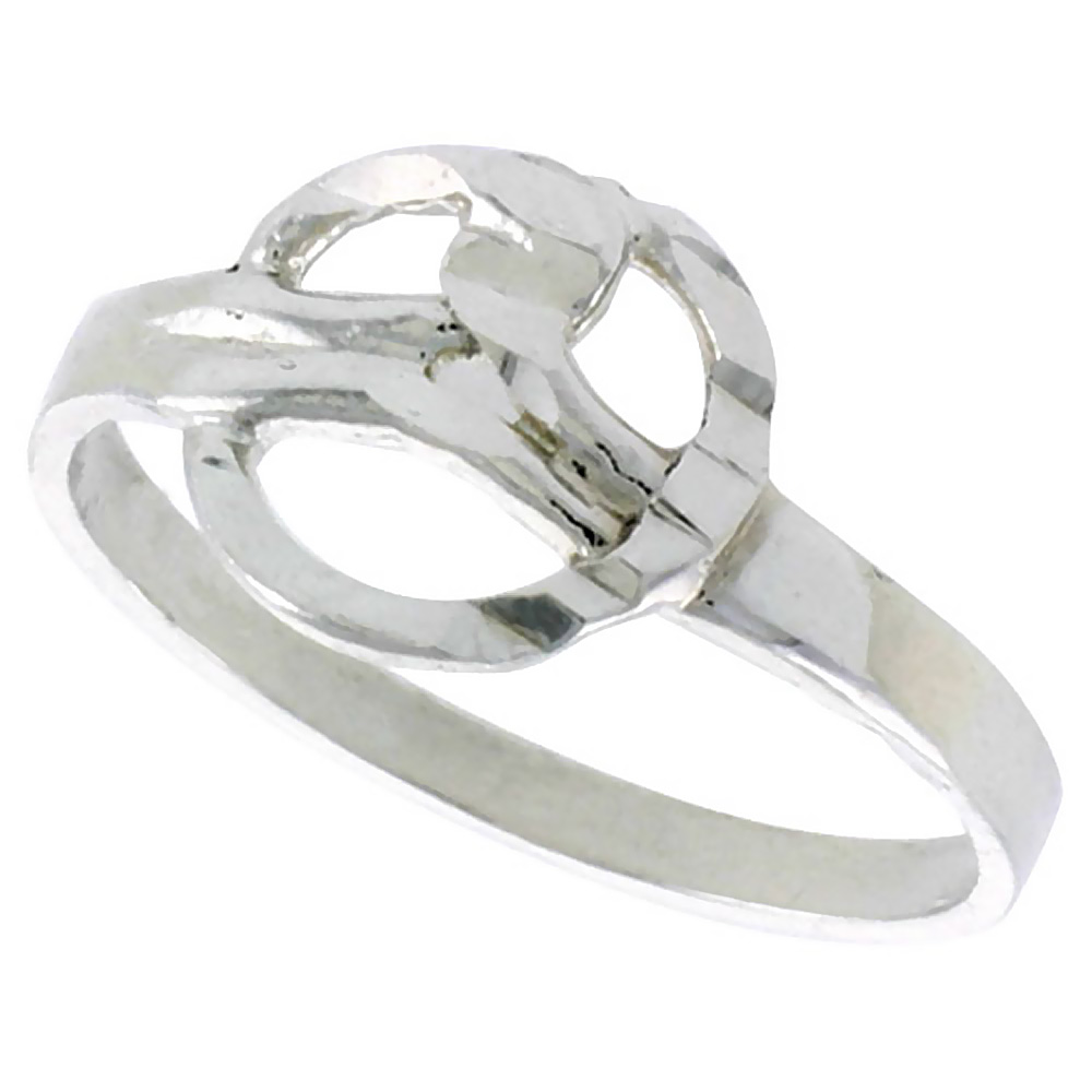 STERLING SILVER DAINTY KNOT RING POLISHED FINISH 3/8 INCH WIDE, SIZES 6 - 9