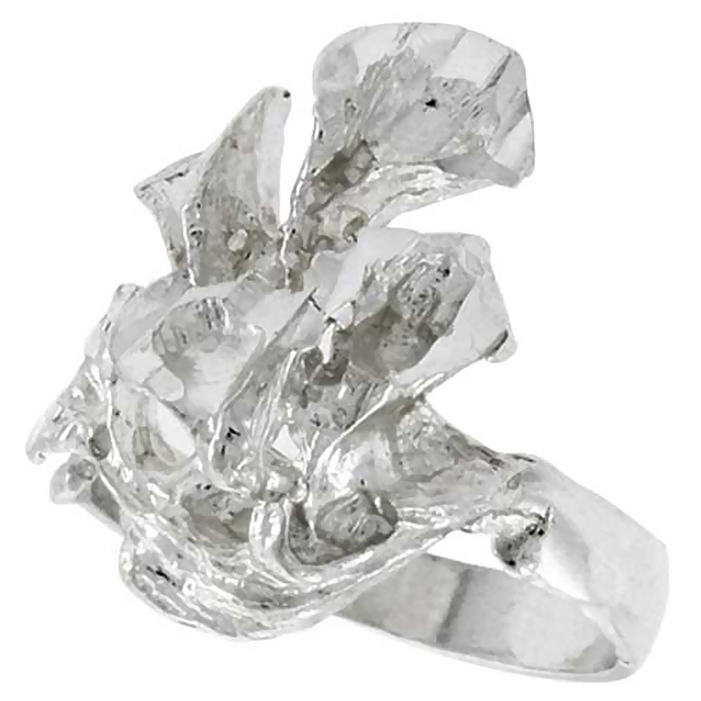 STERLING SILVER FREEFORM RING POLISHED FINISH 11/16 INCH WIDE, SIZES 6 - 9