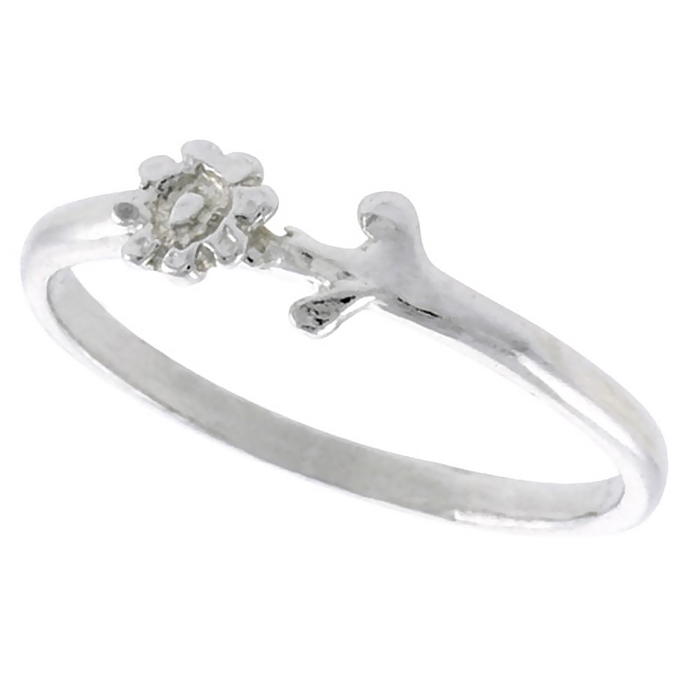 STERLING SILVER TEENY SUNFLOWER RING POLISHED FINISH