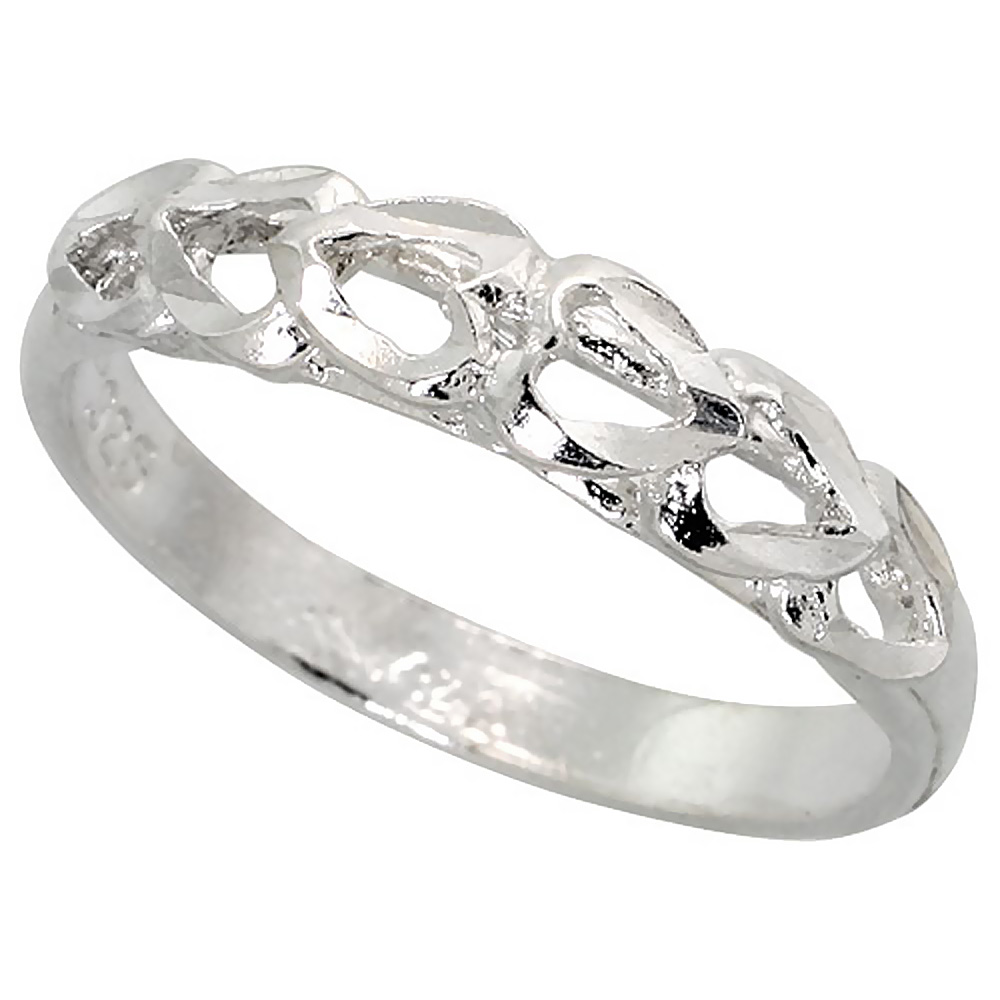 STERLING SILVER TEENY HEART RING POLISHED FINISH 3/16 INCH WIDE, SIZES 6 - 9