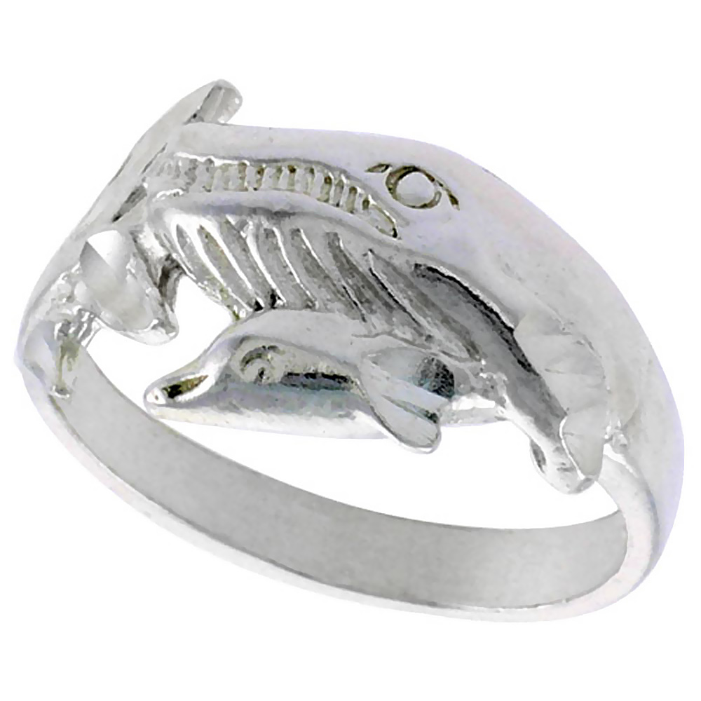 STERLING SILVER SPERM WHALE POLISHED FINISH 7/16 INCH WIDE, SIZES 6 - 9