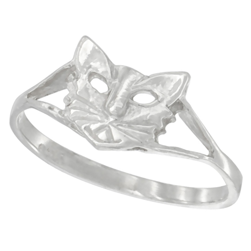 STERLING SILVER CAT RING POLISHED FINISH 5/16 INCH WIDE SIZES 6-9
