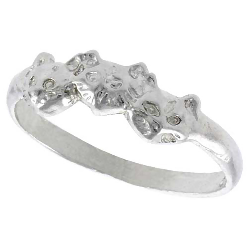 STERLING SILVER CAT RING POLISHED FINISH 3/16 INCH WIDE, SIZES 6 - 9