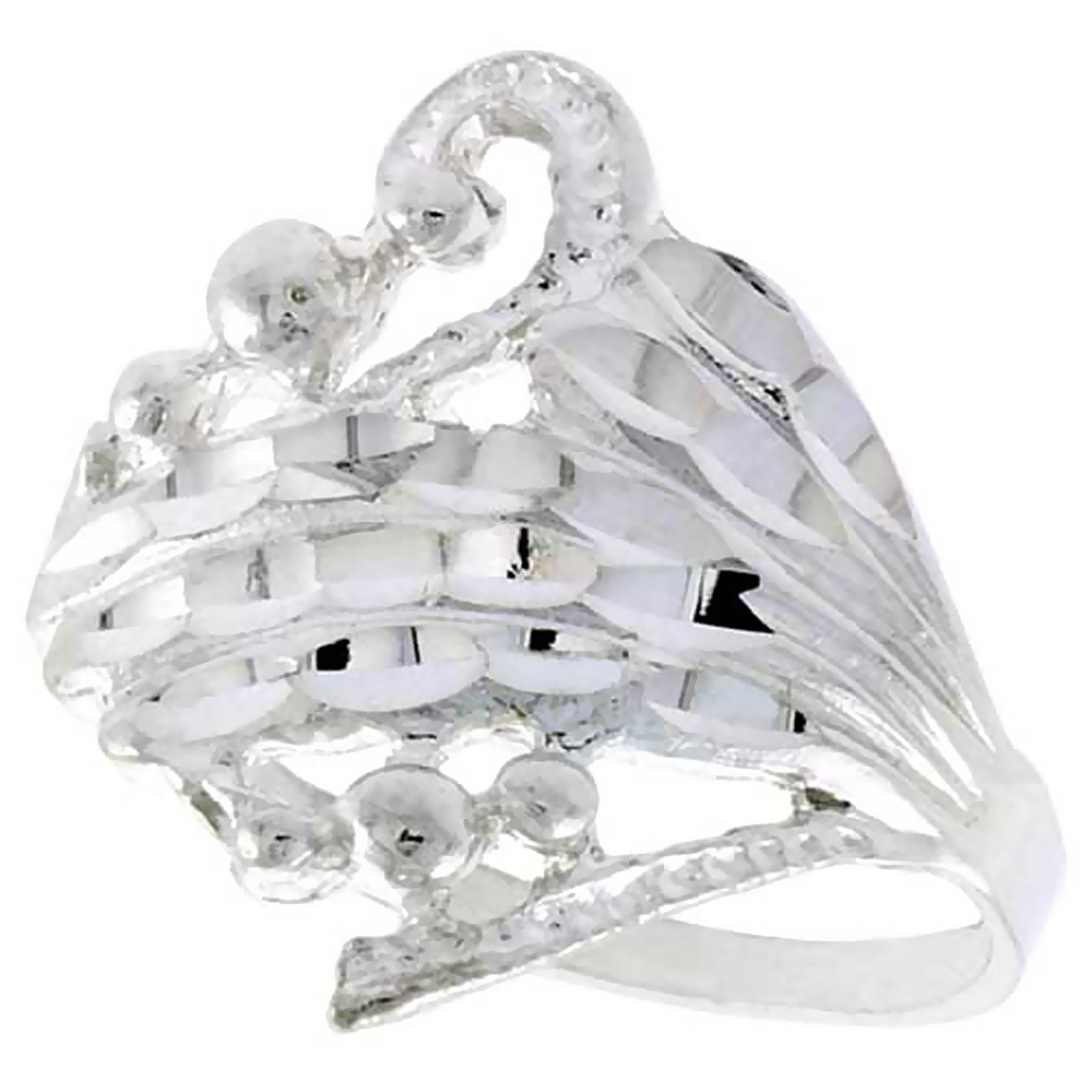 STERLING SILVER FREEFORM RING POLISHED FINISH 3/4 INCH WIDE, SIZES 6 - 9