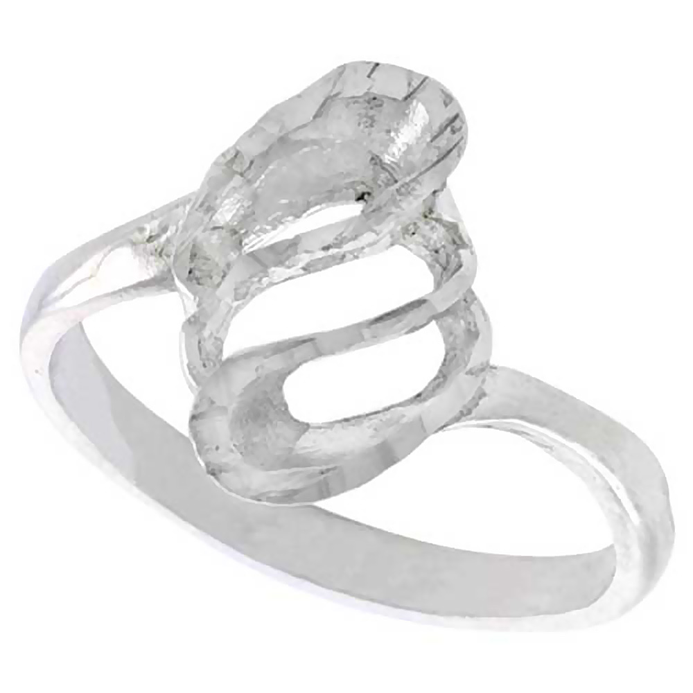 STERLING SILVER FREEFORM SPIRAL RING POLISHED FINISH 5/8 INCH WIDE, SIZES 6 - 9