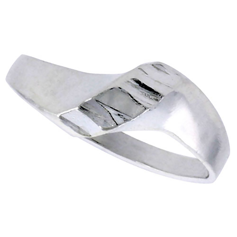 STERLING SILVER FREEFORM RING POLISHED FINISH 5/16 INCH WIDE, SIZES 6 - 9