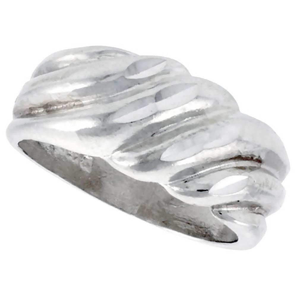 STERLING SILVER FREEFORM RING POLISHED FINISH 5/16 INCH WIDE, SIZES 6 - 9