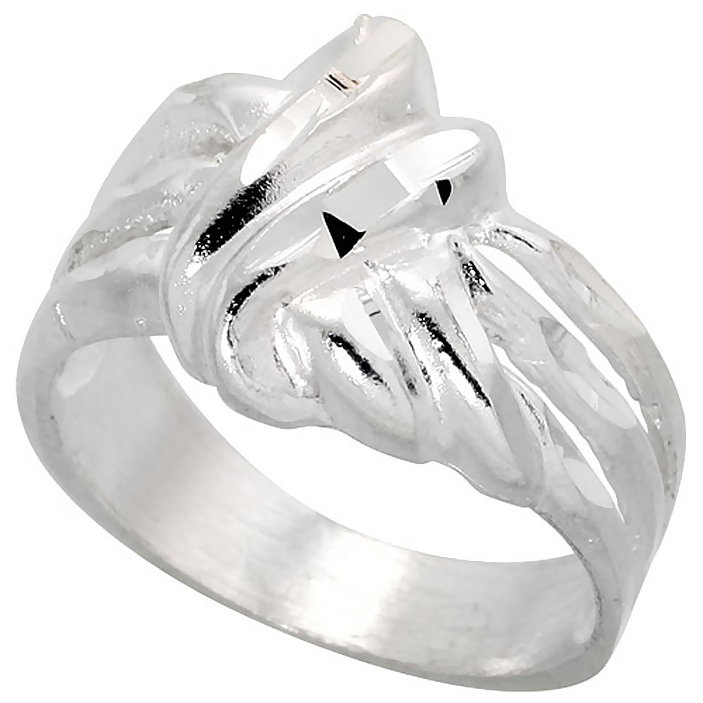 STERLING SILVER FREEFORM KNOT RING POLISHED FINISH 1/2 INCH WIDE, SIZES 6 - 9
