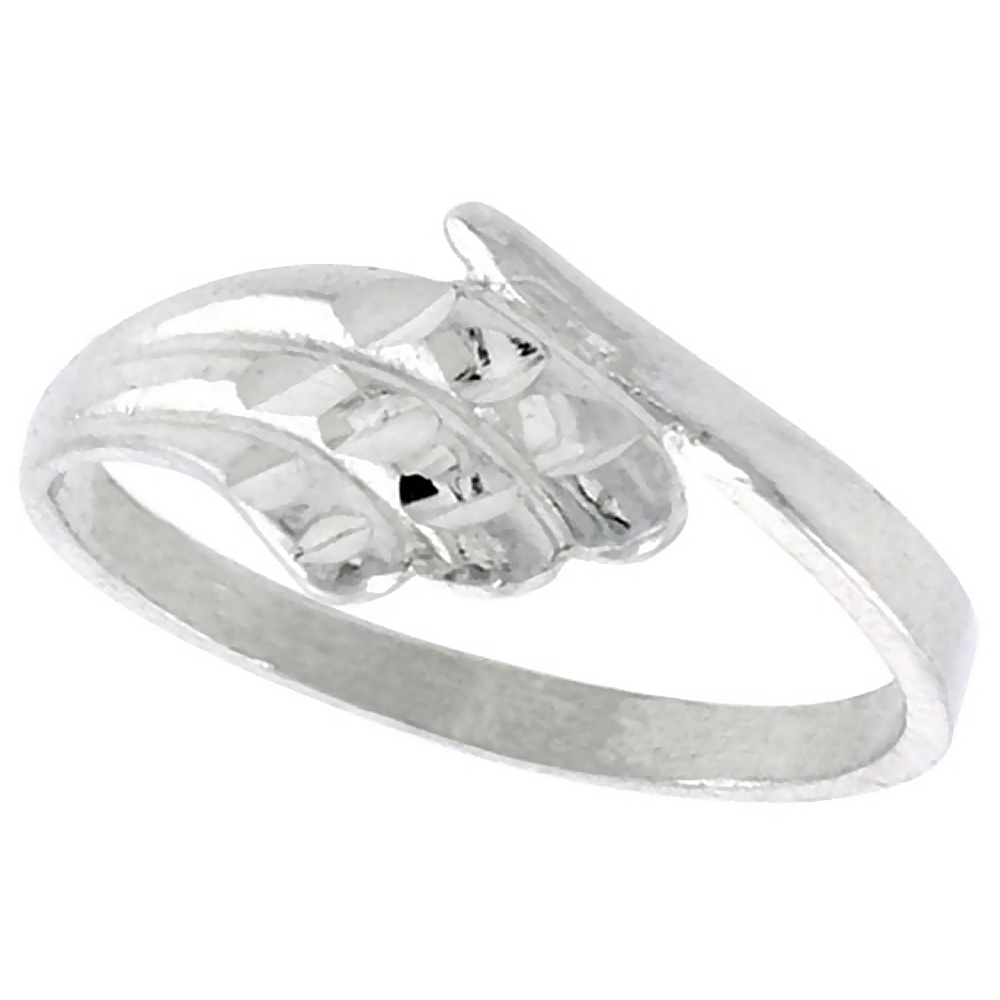 STERLING SILVER FREEFORM RING POLISHED FINISH 5/16 INCH WIDE, SIZES 6 - 9