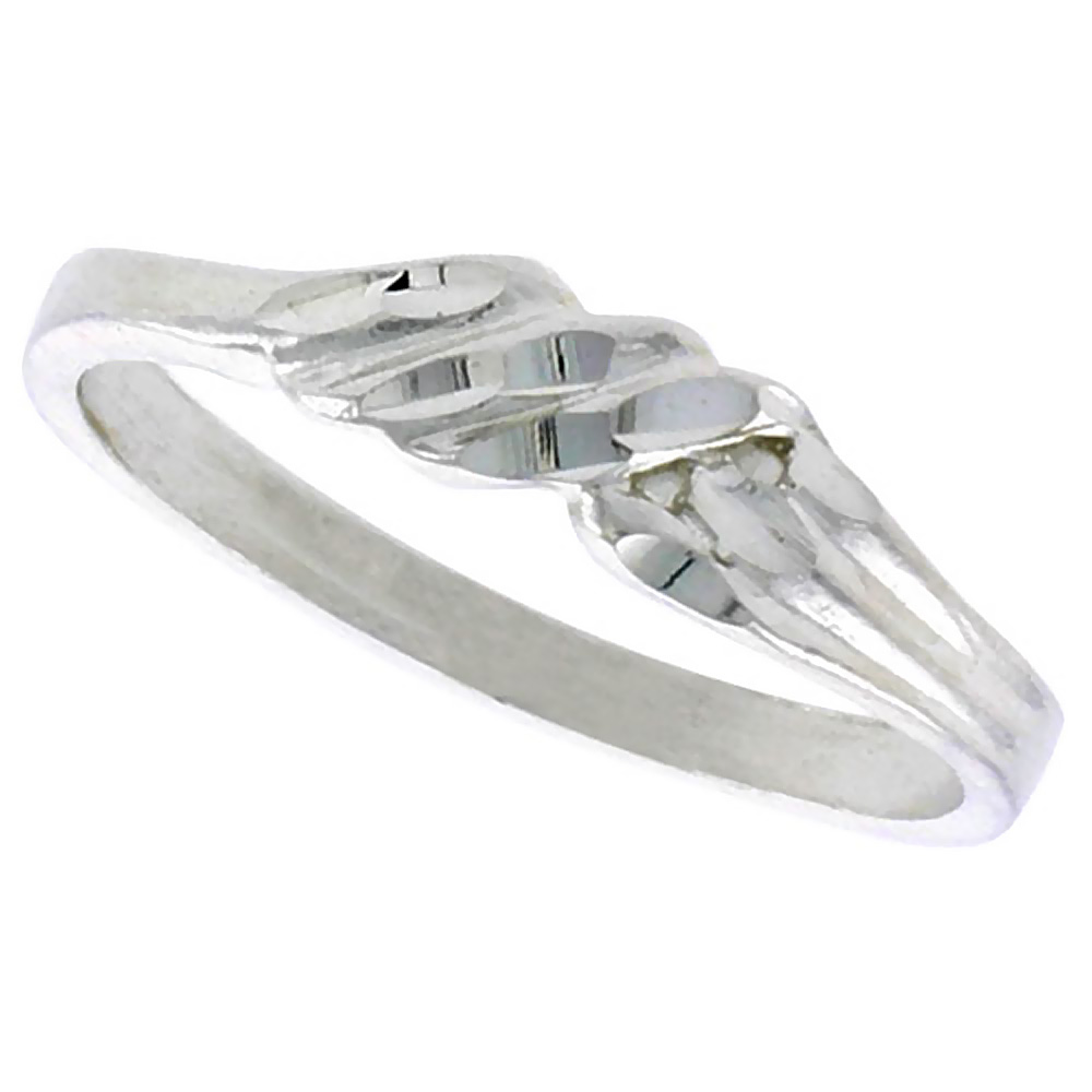 STERLING SILVER FREEFORM RING POLISHED FINISH 3/16 INCH WIDE, SIZES 6 - 9