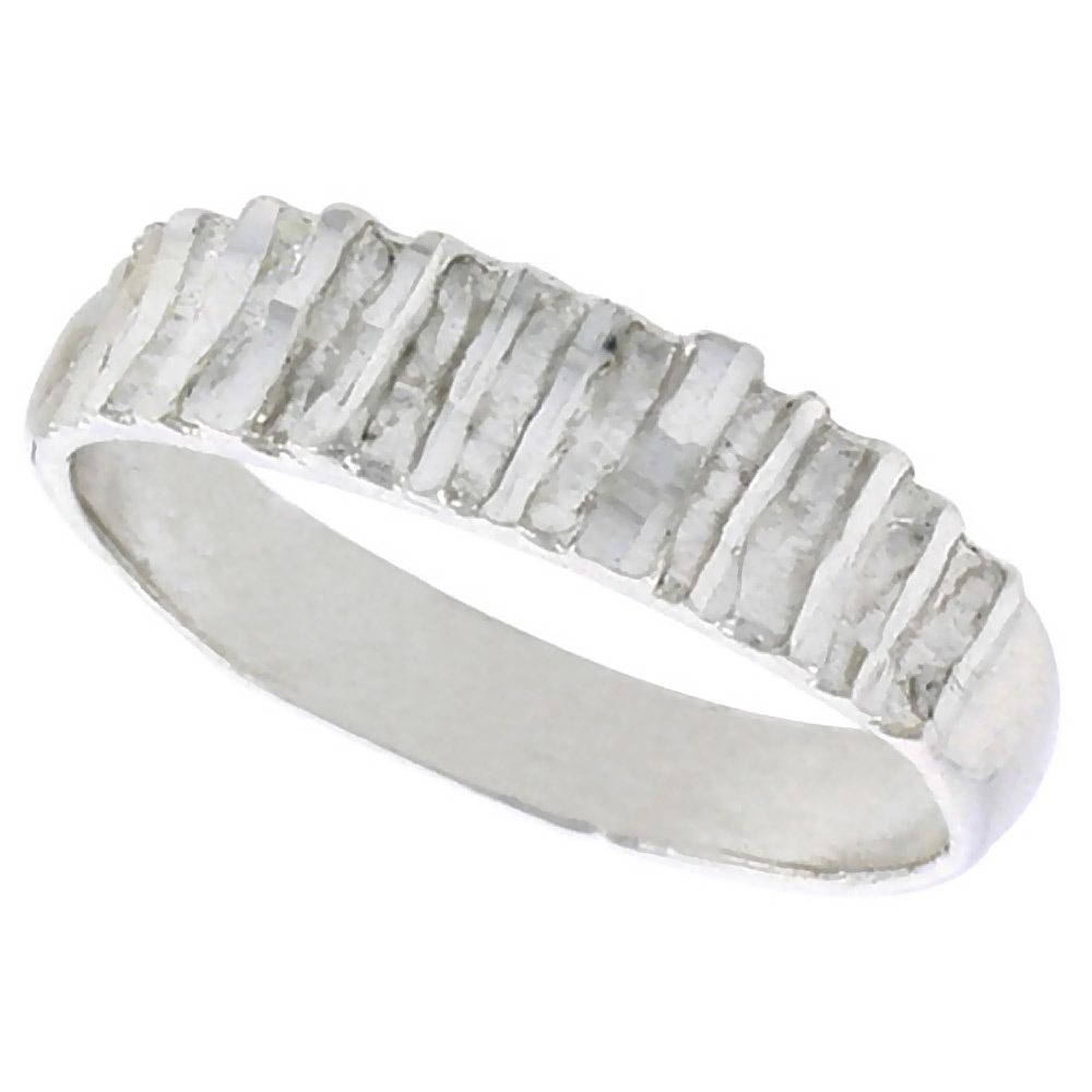 STERLING SILVER FREEFORM RING POLISHED FINISH 3/16 INCH WIDE, SIZES 6 - 9