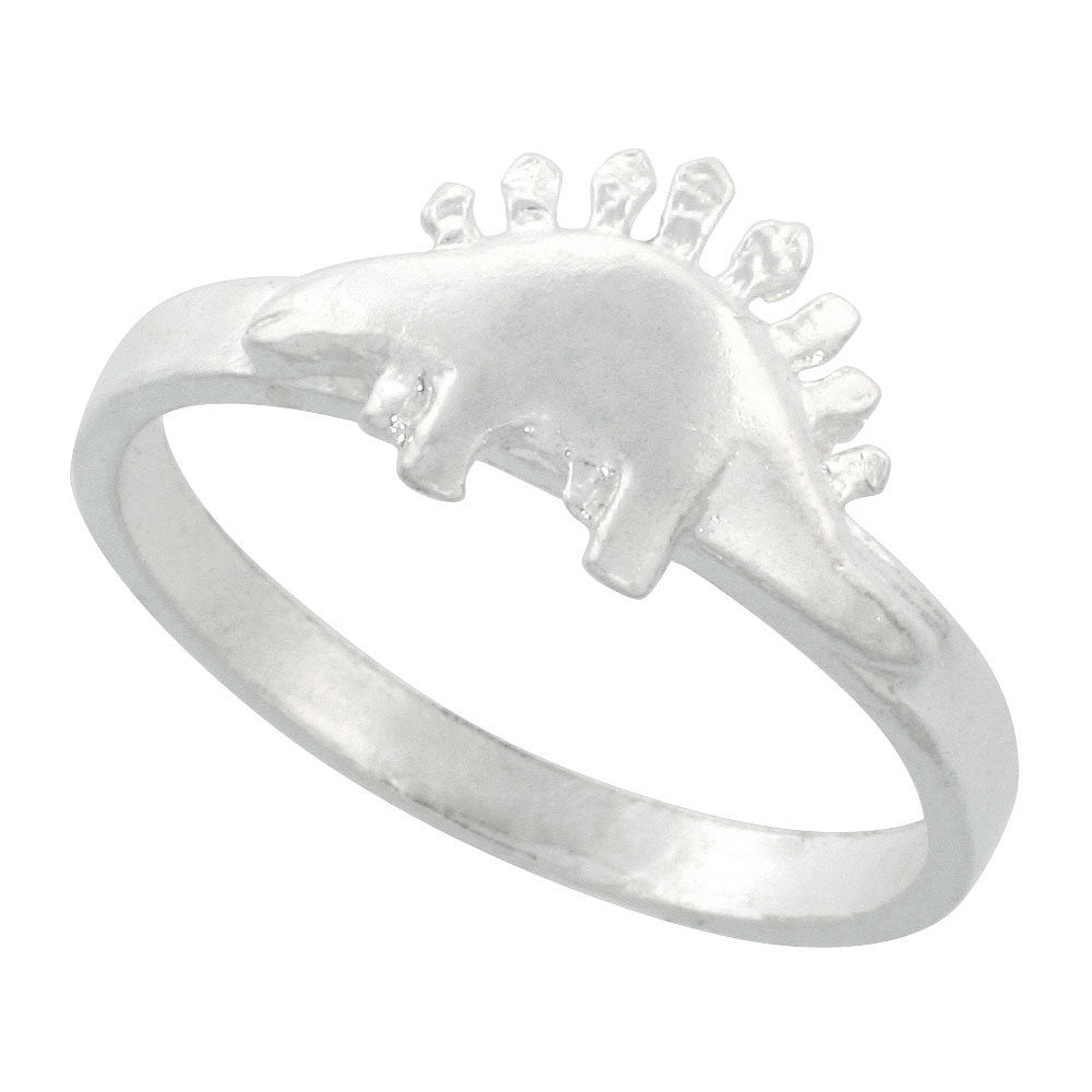 Sterling Silver Stegosaurus Dinosaur Ring 5/16 inch wide sizes 6-9