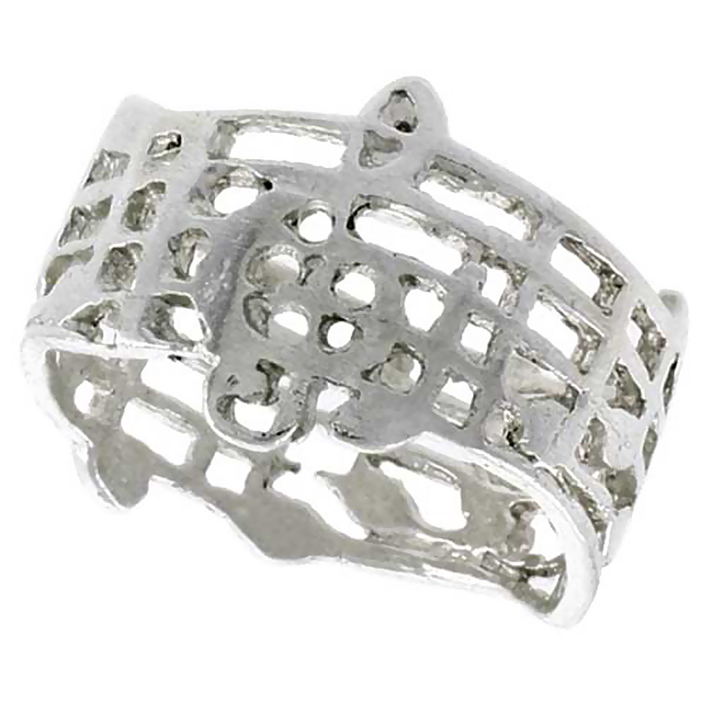 STERLING SILVER G-CLEF RING POLISHED FINISH 7/16 INCH WIDE, SIZES 6 - 9