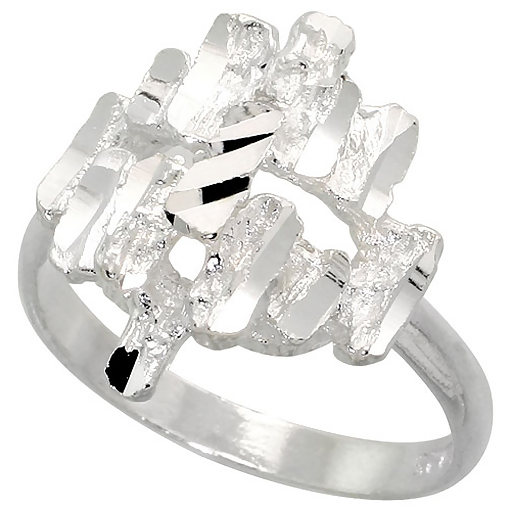 STERLING SILVER FREEFORM RING POLISHED FINISH 11/16 INCH WIDE, SIZES 6 - 9