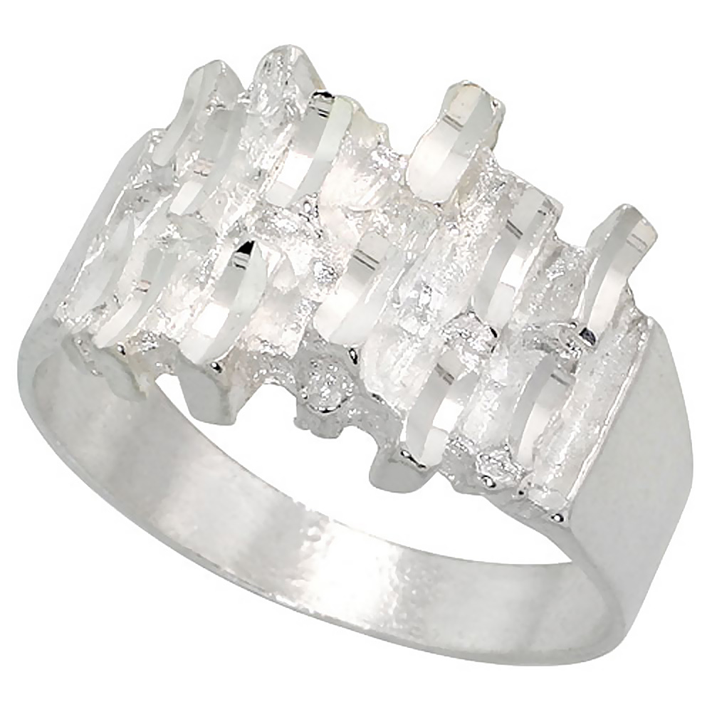 STERLING SILVER FREEFORM RING POLISHED FINISH 1/2 INCH WIDE, SIZES 6 - 9