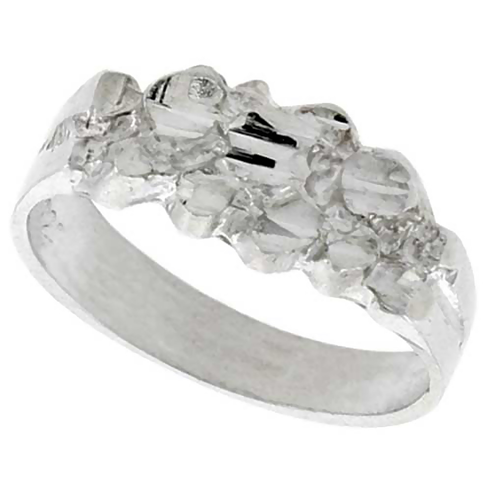 STERLING SILVER FREEFORM RING POLISHED FINISH 1/4 INCH WIDE, SIZES 6 - 9