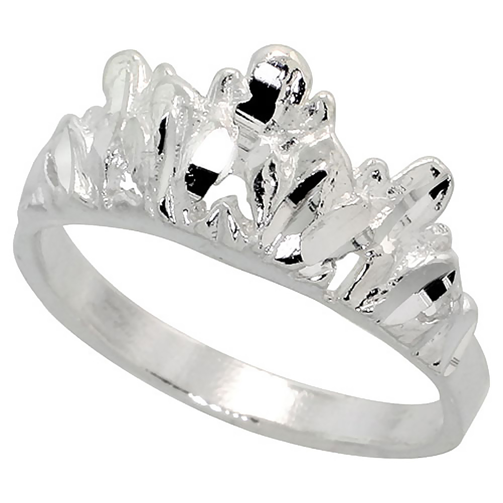 STERLING SILVER FREEFORM RING POLISHED FINISH 5/16 INCH WIDE, SIZES 6 - 9