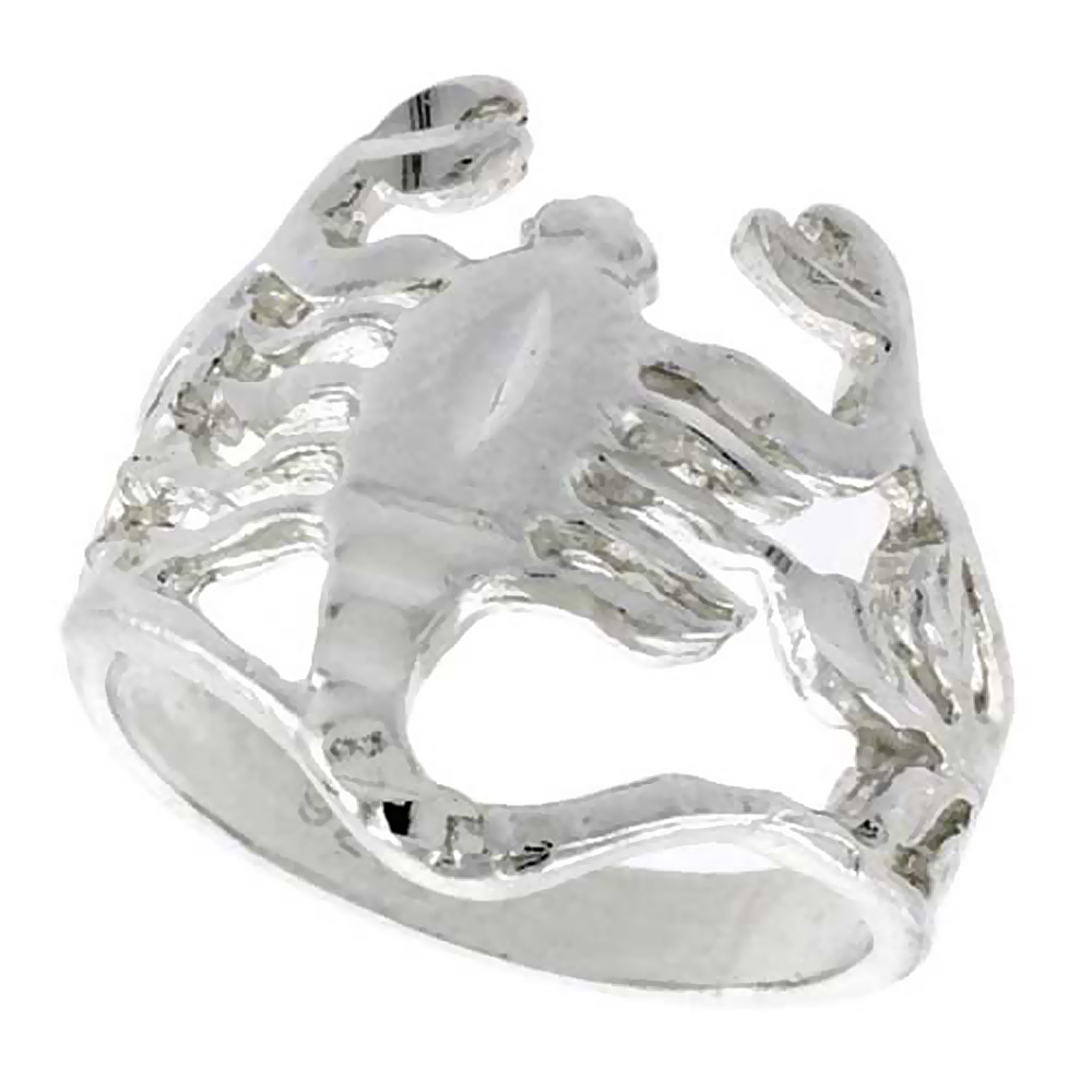 STERLING SILVER SCORPION RING POLISHED FINISH 11/16 INCH WIDE SIZES 6-9