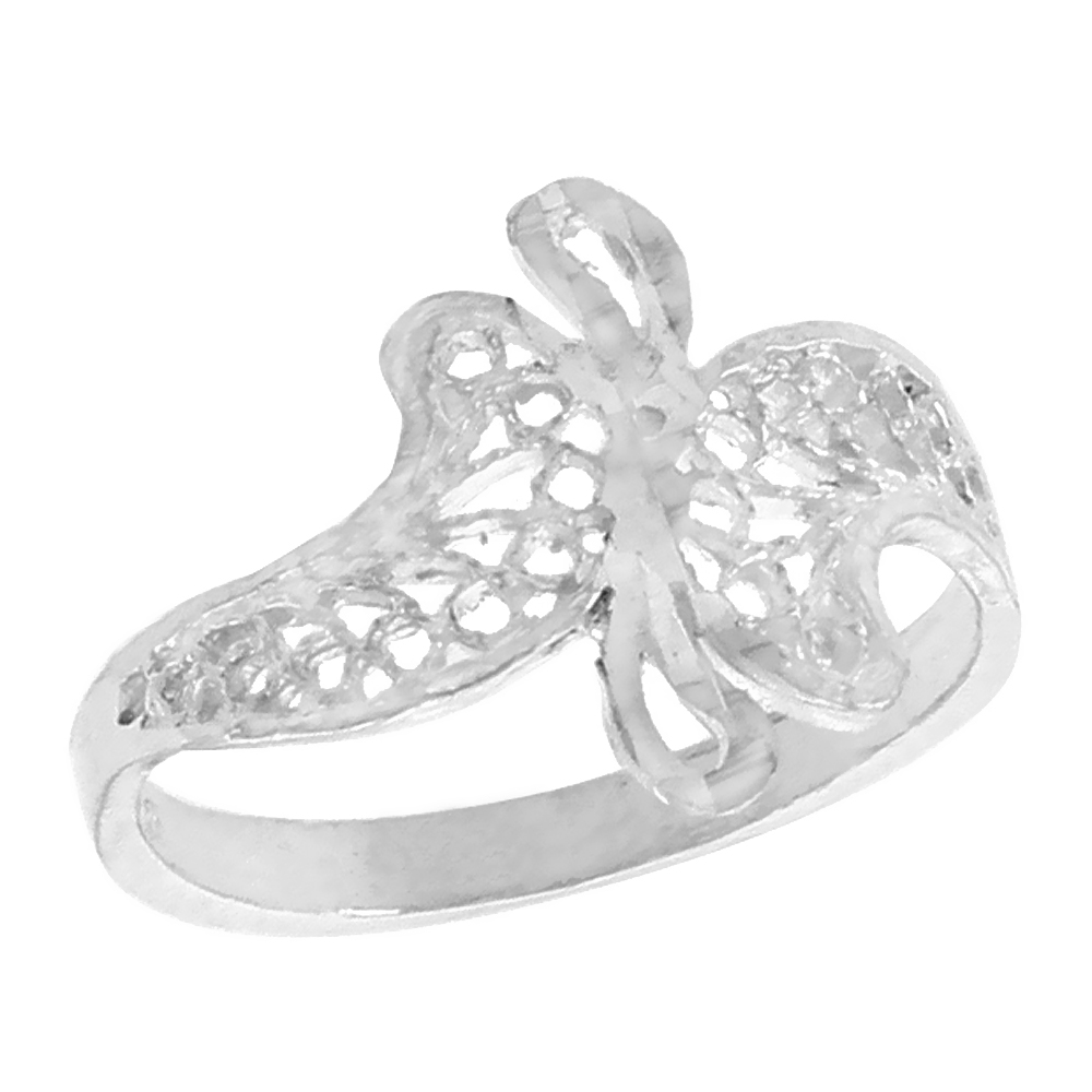 Sterling Silver Freeform Filigree Ring for Women 1/2 inch Long