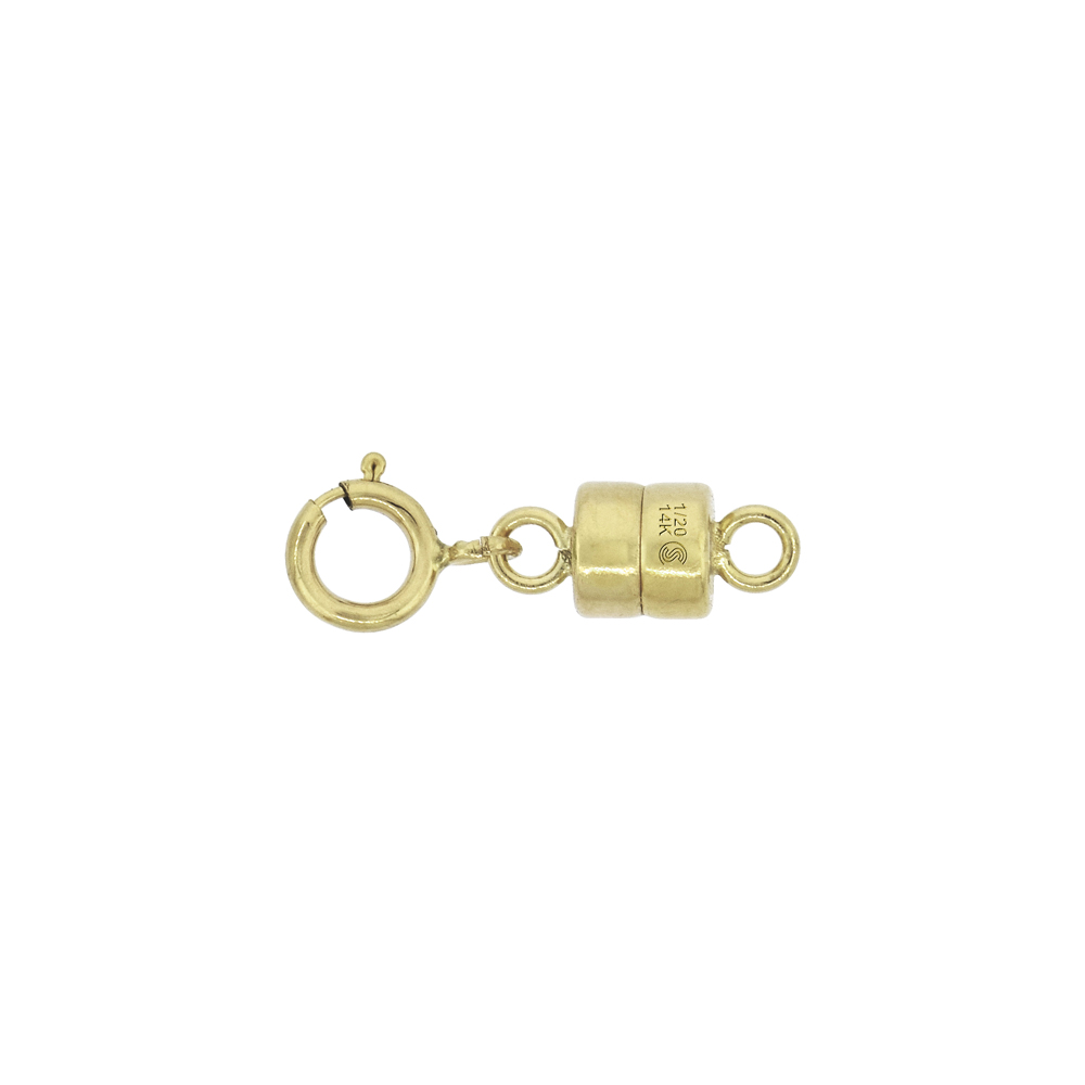 14K GOLD-FILLED 4 MM MAGNETIC CLASP CONVERTER FOR LIGHT NECKLACES USA, SQUARE EDGE 5.5 MM SPRING RING