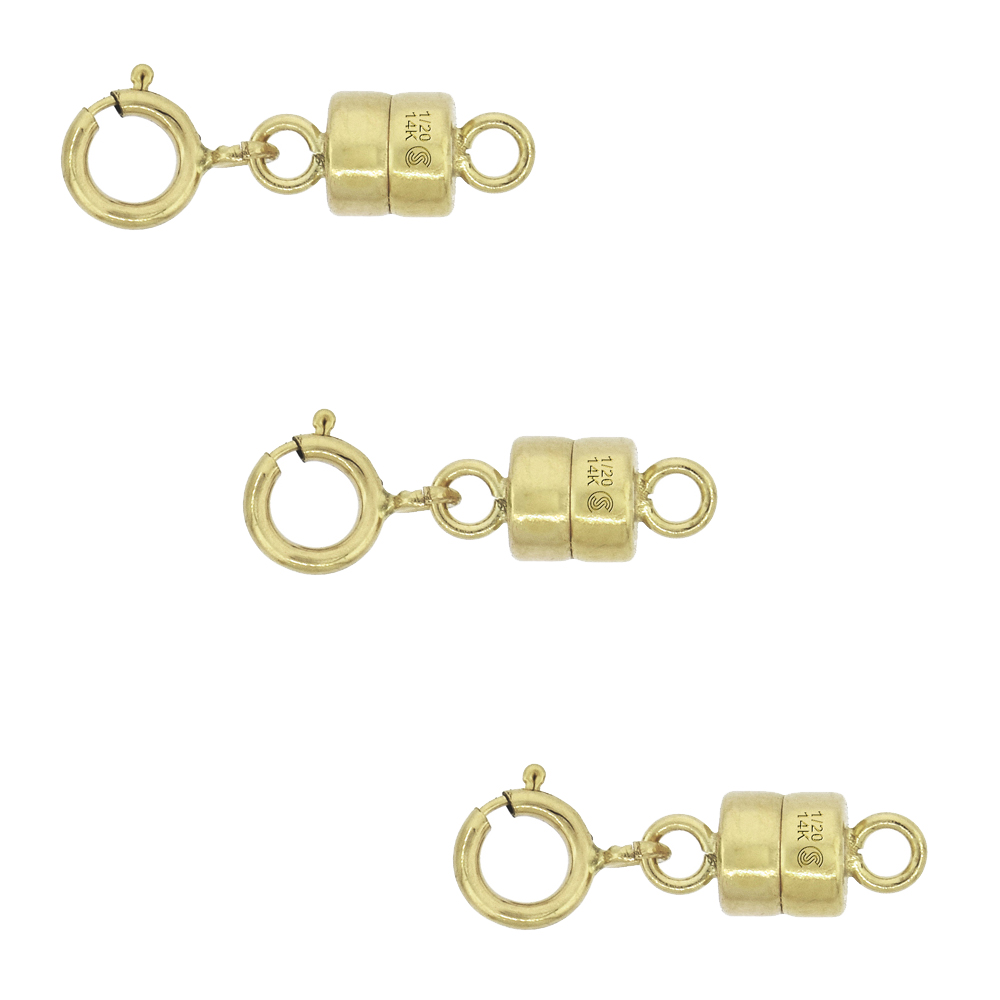 3 PACK 14K GOLD-FILLED 4 MM MAGNETIC CLASP CONVERTER FOR LIGHT NECKLACES USA SQUARE EDGE 5.5MM SPRINGRING