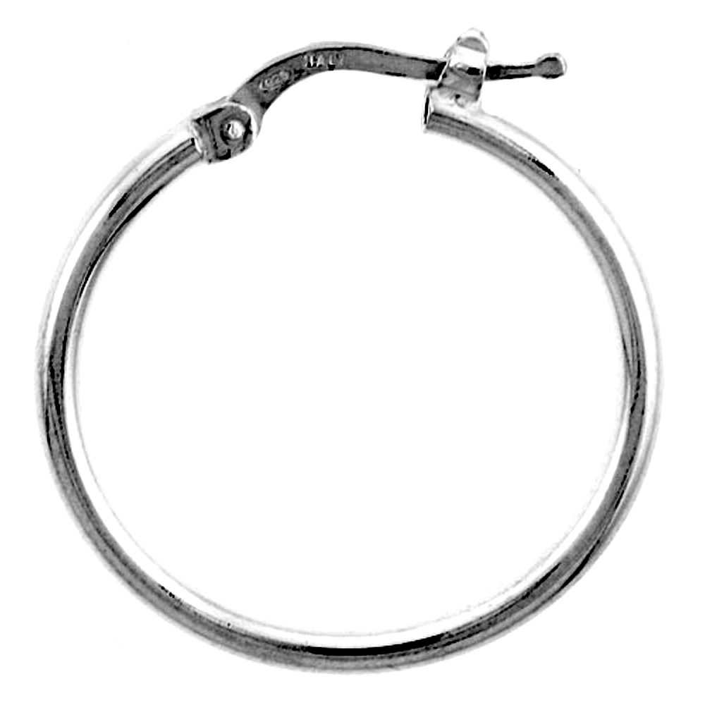 Sterling Silver Italian Hoop Earrings 2mm thin 1 inch