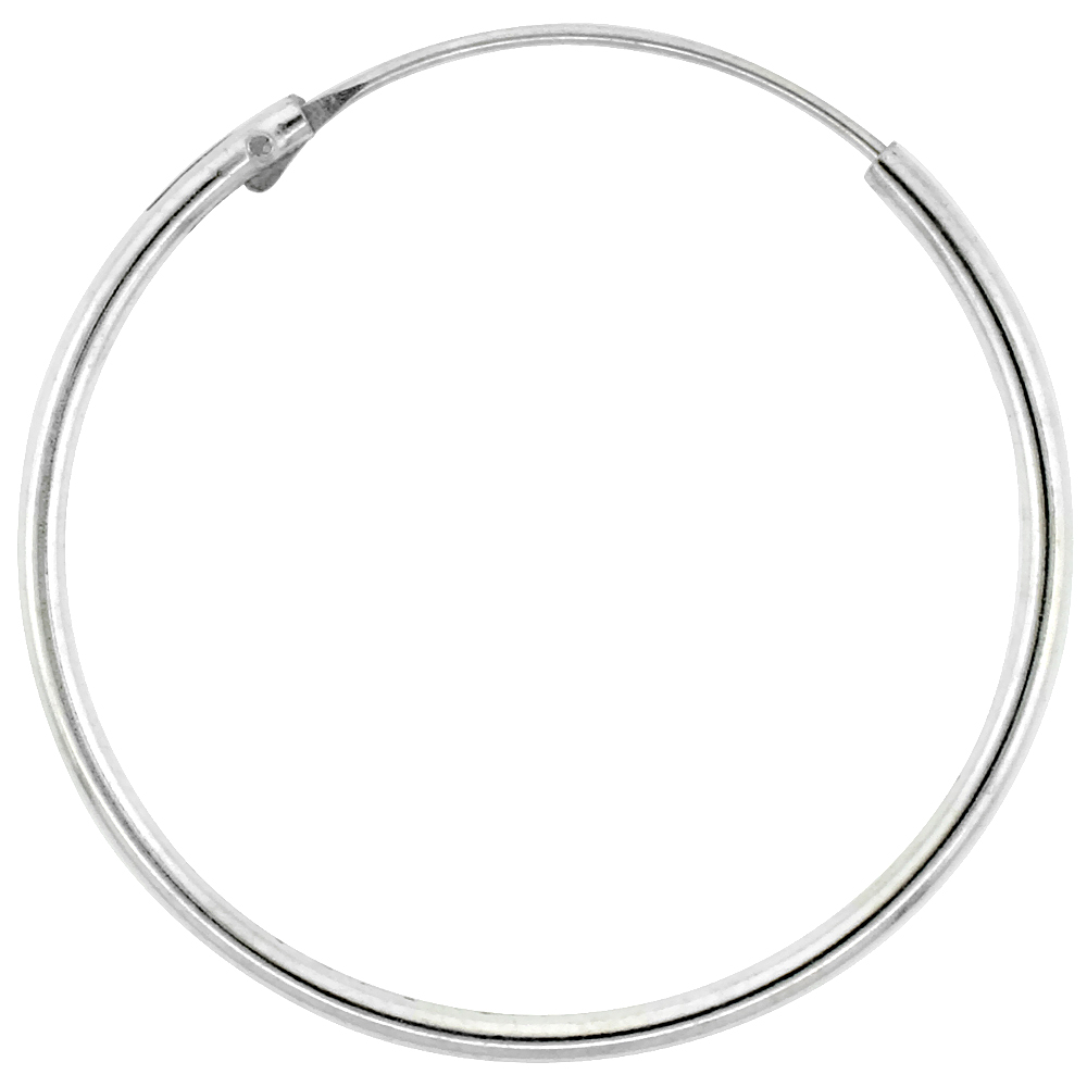 Sterling Silver Endless Hoop Earrings thin 1 mm tube 1 inch 25mm