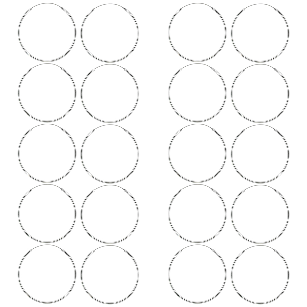 10 Pairs Sterling Silver Endless Hoop Earrings thin 1 mm tube 1 3/4 inch 45mm