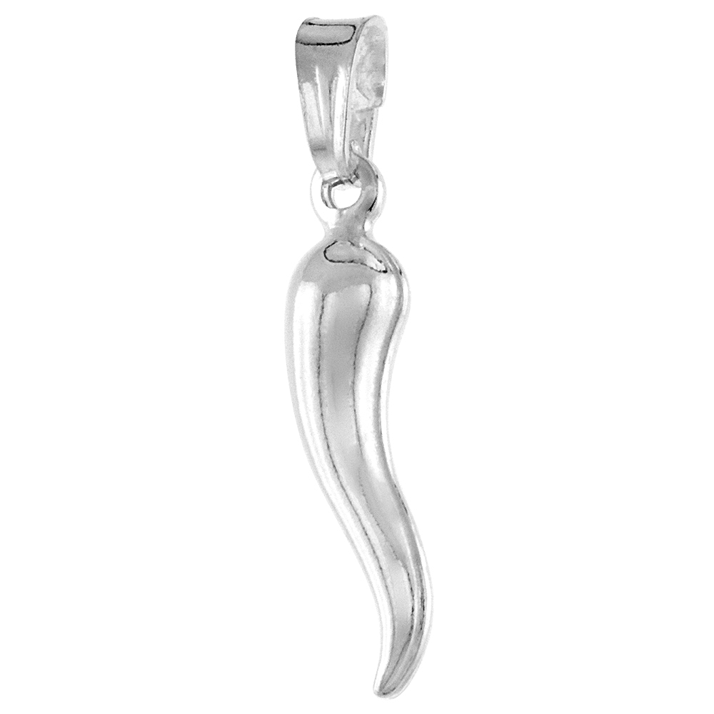 TINY STERLING SILVER ITALIAN HORN, MADE IN ITALY 5/8 INCH TALL