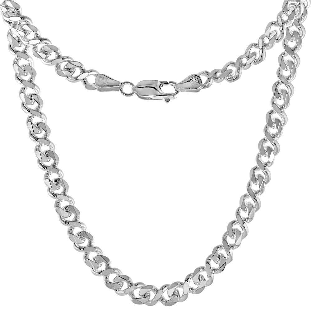 STERLING SILVER 6MM INFINITY LINK CHAIN NECKLACES & BRACELETS FOR MEN AND WOMEN BEVELED EDGE NICKEL FREE ITALY 7-30 INCH