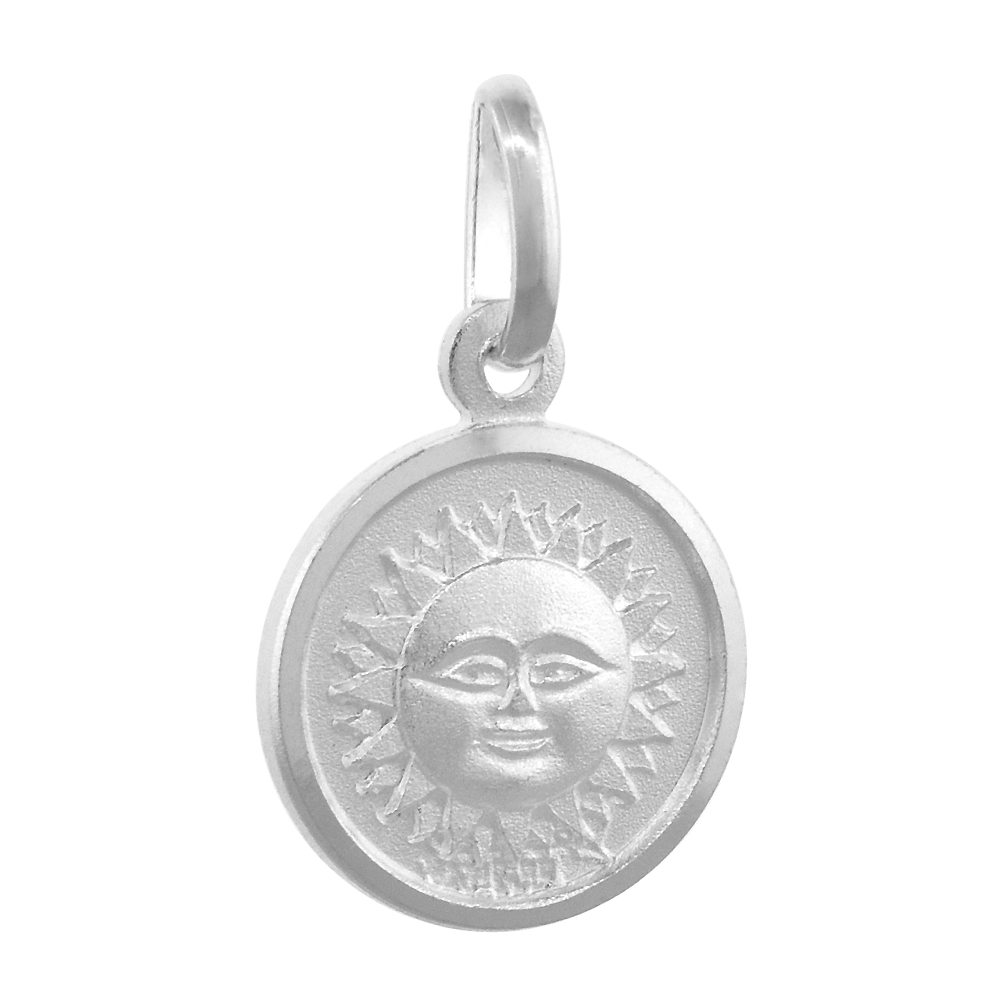 STERLING SILVER SUN NECKLACE ROUND ITALY 1/2 INCH