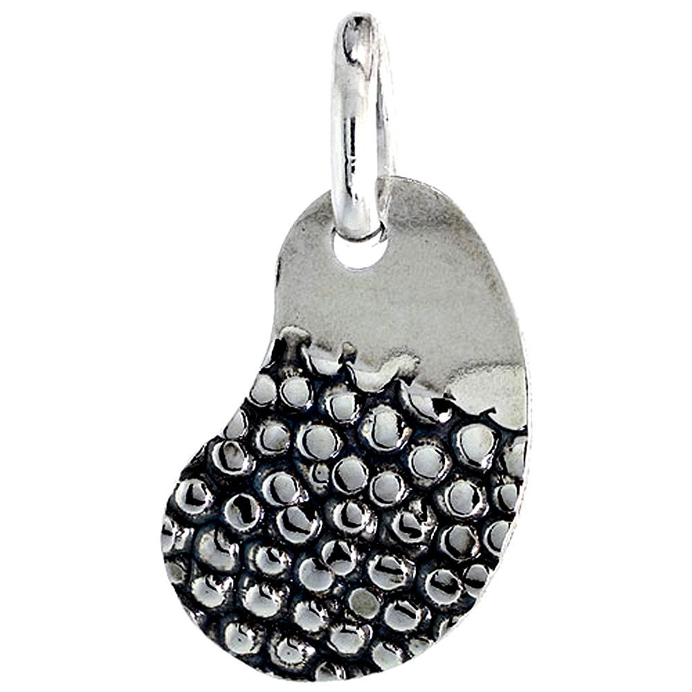 STERLING SILVER KIDNEY NECKLACE WITH 24 INCH SURGICAL STEEL CHAIN ITALY, 1 INCH