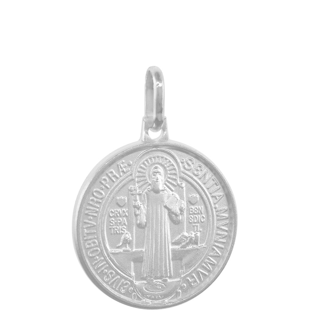 12MM DAINTY STERLING SILVER ST BENEDICT MEDAL NECKLACE FOR WOMEN & MEN 1/2 INCH ROUND ITALY 16-24 INCH