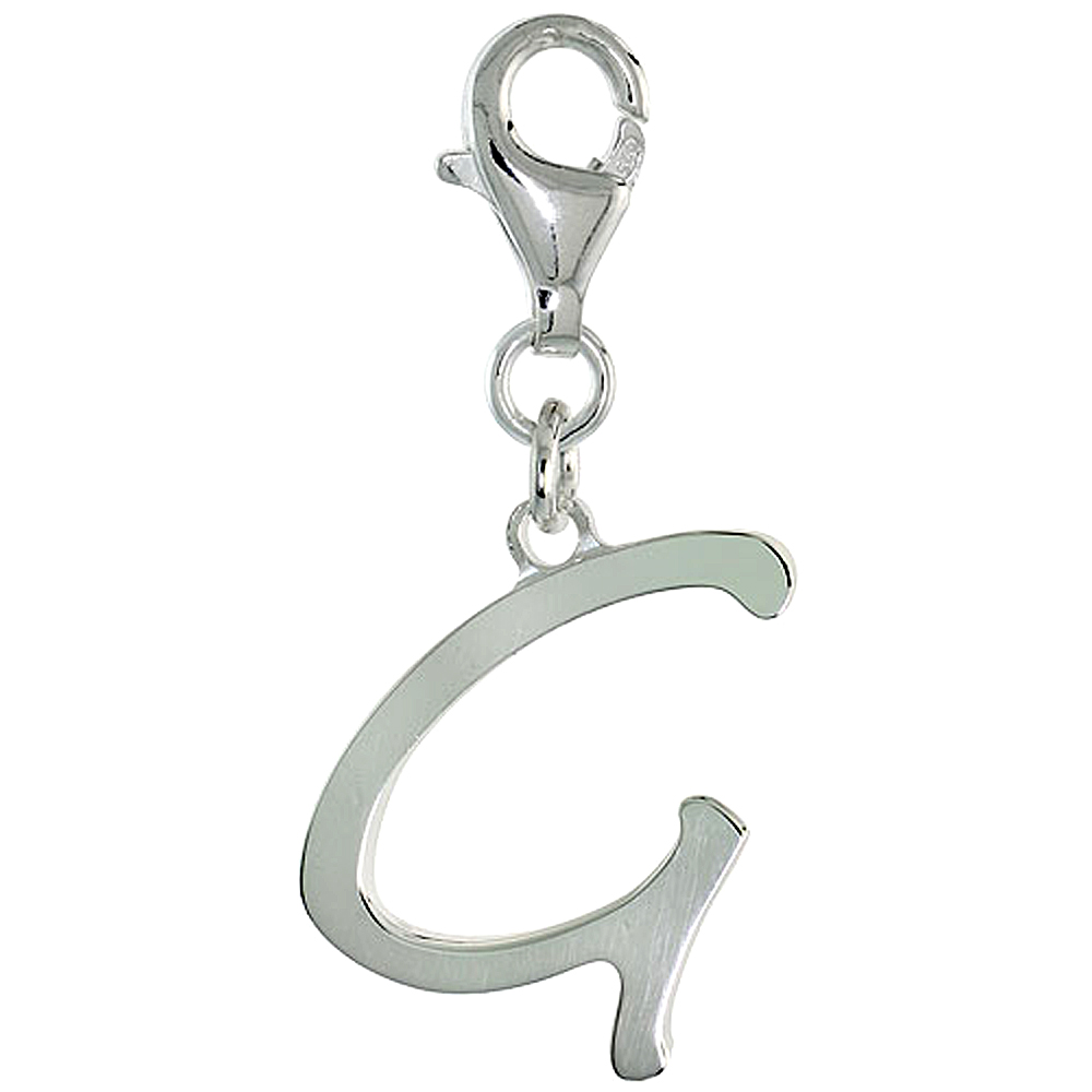 Sterling Silver Alphabet Pendant Block Initial G Charm with Lobster Clasp Polished finish Women Italy 7/8 inch