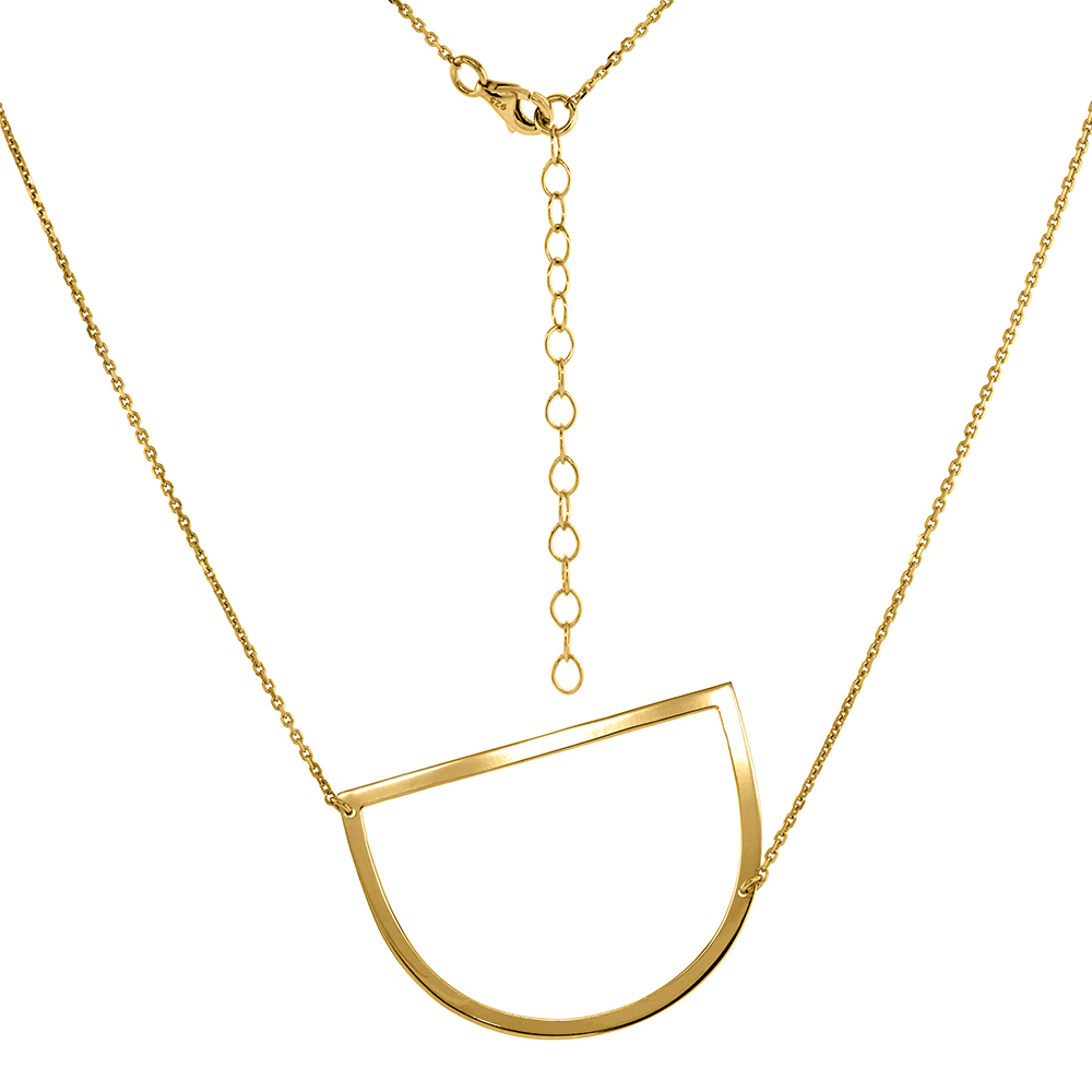 1 1/2 INCH GOLD PLATED STERLING SILVER SIDEWAYS INITIAL D NECKLACE FOR WOMEN BLOCK LETTER 18-20 INCH